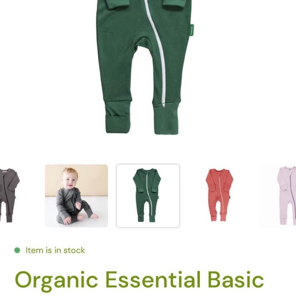 Parade organically | Green zipper pajamas onesie one piece | Organic cotton - Picture 4 of 5